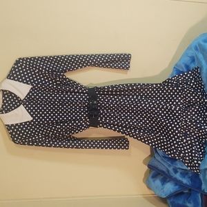 Arnel vintage dress. 1970's Navy blue with white polkadot.
